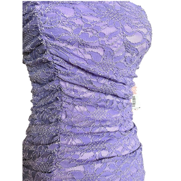 NWT Honey and Rosie Medium Lavender Lace Backless Rutched Spaghetti Strap Dress - Picture 4 of 8
